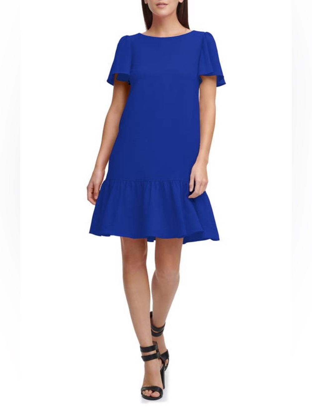 DKNY Flutter Sleeve Shift Ruffle Dress NWT